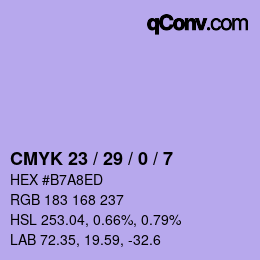 Color code: CMYK 23 / 29 / 0 / 7 | qconv.com