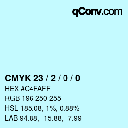 颜色代码: CMYK 23 / 2 / 0 / 0 | qconv.com