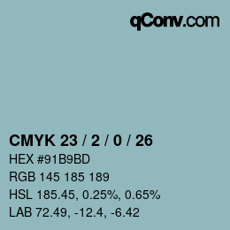 カラーコード: CMYK 23 / 2 / 0 / 26 | qconv.com