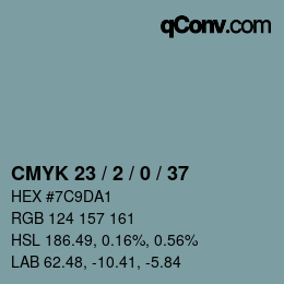 Farbcode: CMYK 23 / 2 / 0 / 37 | qconv.com