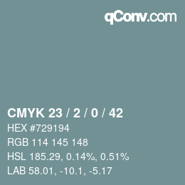 Color code: CMYK 23 / 2 / 0 / 42 | qconv.com
