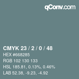 Color code: CMYK 23 / 2 / 0 / 48 | qconv.com