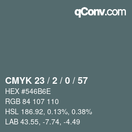 カラーコード: CMYK 23 / 2 / 0 / 57 | qconv.com
