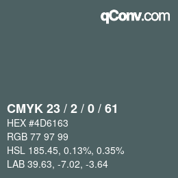 カラーコード: CMYK 23 / 2 / 0 / 61 | qconv.com