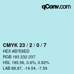 Color code: CMYK 23 / 2 / 0 / 7 | qconv.com