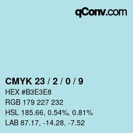 カラーコード: CMYK 23 / 2 / 0 / 9 | qconv.com