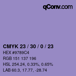 Color code: CMYK 23 / 30 / 0 / 23 | qconv.com