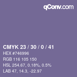 颜色代码: CMYK 23 / 30 / 0 / 41 | qconv.com