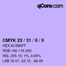 Color code: CMYK 23 / 31 / 0 / 0 | qconv.com