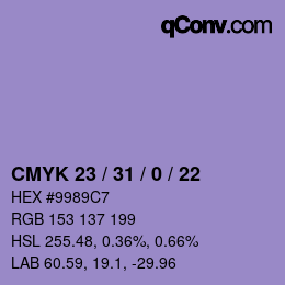 颜色代码: CMYK 23 / 31 / 0 / 22 | qconv.com