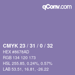Color code: CMYK 23 / 31 / 0 / 32 | qconv.com