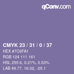 Color code: CMYK 23 / 31 / 0 / 37 | qconv.com