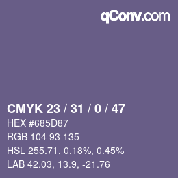 カラーコード: CMYK 23 / 31 / 0 / 47 | qconv.com