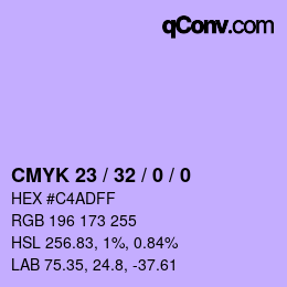 カラーコード: CMYK 23 / 32 / 0 / 0 | qconv.com
