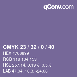 カラーコード: CMYK 23 / 32 / 0 / 40 | qconv.com