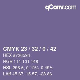 カラーコード: CMYK 23 / 32 / 0 / 42 | qconv.com