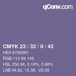 Color code: CMYK 23 / 32 / 0 / 43 | qconv.com