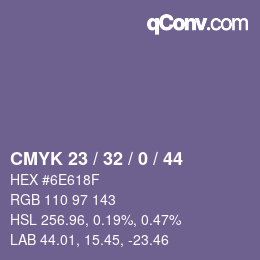Color code: CMYK 23 / 32 / 0 / 44 | qconv.com