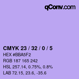 カラーコード: CMYK 23 / 32 / 0 / 5 | qconv.com