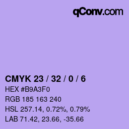 カラーコード: CMYK 23 / 32 / 0 / 6 | qconv.com