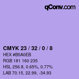 Color code: CMYK 23 / 32 / 0 / 8 | qconv.com