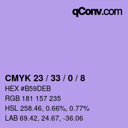 Color code: CMYK 23 / 33 / 0 / 8 | qconv.com