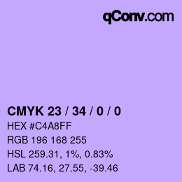 カラーコード: CMYK 23 / 34 / 0 / 0 | qconv.com