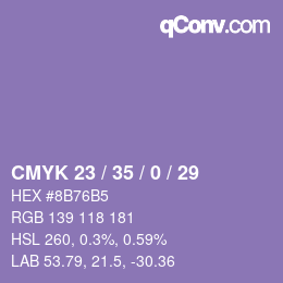 Farbcode: CMYK 23 / 35 / 0 / 29 | qconv.com