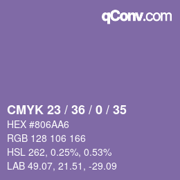 Color code: CMYK 23 / 36 / 0 / 35 | qconv.com