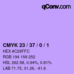 カラーコード: CMYK 23 / 37 / 0 / 1 | qconv.com