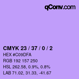 カラーコード: CMYK 23 / 37 / 0 / 2 | qconv.com