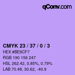 Color code: CMYK 23 / 37 / 0 / 3 | qconv.com