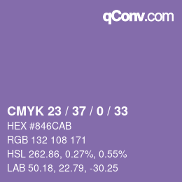 Color code: CMYK 23 / 37 / 0 / 33 | qconv.com