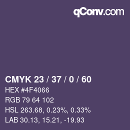 カラーコード: CMYK 23 / 37 / 0 / 60 | qconv.com