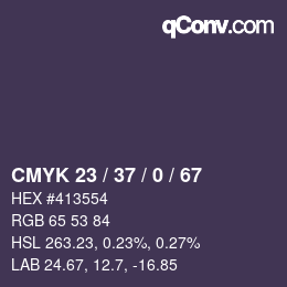 Color code: CMYK 23 / 37 / 0 / 67 | qconv.com