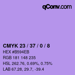 Color code: CMYK 23 / 37 / 0 / 8 | qconv.com