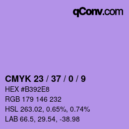 颜色代码: CMYK 23 / 37 / 0 / 9 | qconv.com