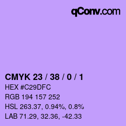 Color code: CMYK 23 / 38 / 0 / 1 | qconv.com
