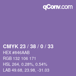 Color code: CMYK 23 / 38 / 0 / 33 | qconv.com