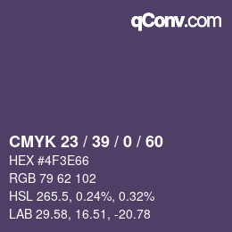 カラーコード: CMYK 23 / 39 / 0 / 60 | qconv.com