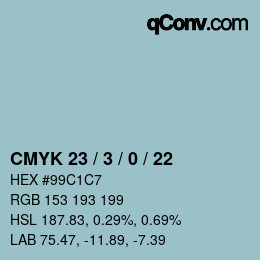 カラーコード: CMYK 23 / 3 / 0 / 22 | qconv.com