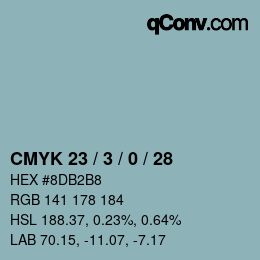 Farbcode: CMYK 23 / 3 / 0 / 28 | qconv.com