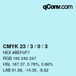 颜色代码: CMYK 23 / 3 / 0 / 3 | qconv.com