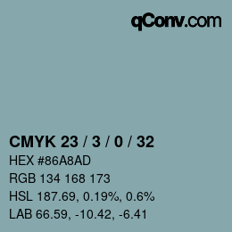 颜色代码: CMYK 23 / 3 / 0 / 32 | qconv.com