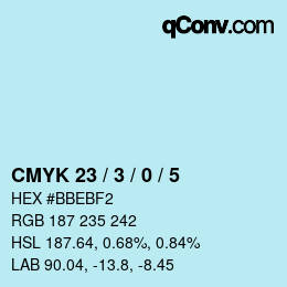 カラーコード: CMYK 23 / 3 / 0 / 5 | qconv.com