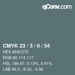 Código de color: CMYK 23 / 3 / 0 / 54 | qconv.com
