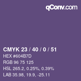 Color code: CMYK 23 / 40 / 0 / 51 | qconv.com