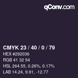 カラーコード: CMYK 23 / 40 / 0 / 79 | qconv.com