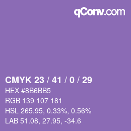 カラーコード: CMYK 23 / 41 / 0 / 29 | qconv.com
