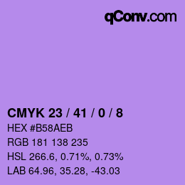 カラーコード: CMYK 23 / 41 / 0 / 8 | qconv.com